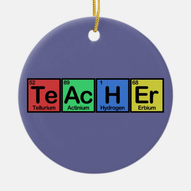 Teacher made of Elements colours Ceramic Tree Decoration (Front)