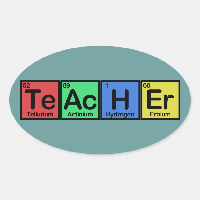 Teacher made of Elements colours Oval Sticker (Front)