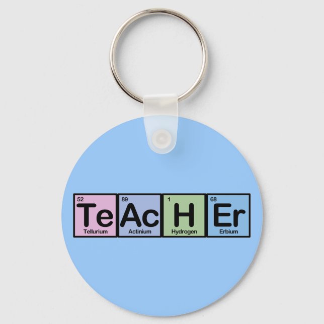 Teacher made of Elements Key Ring (Front)