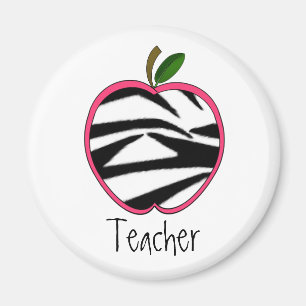 Teacher Magnet - Zebra Print Apple