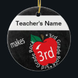 Teacher Makes 3rd Grade Rock | Chalkboard Ceramic Ornament<br><div class="desc">⭐⭐⭐⭐⭐ 5 Star Review ⭐⭐⭐⭐⭐ Teacher Makes 3rd Grade Rock | Chalkboard Ornament. 100% Customisable. If you need further customisation, please click the "Customise it" button and use our design tool to resize, rotate, change colours, add text and more. Made with high resolution vector and/or digital graphics for a professional...</div>