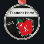 Teacher Makes Kindergarten Rocks Ornament<br><div class="desc">Teacher Ornament. Available in several colours. ⭐This Product is 100% Customisable. Graphics and / or text can be added, deleted, moved, resized, changed around, rotated, etc... ⭐ (Please be sure to resize or move graphics if needed before ordering) 99% of my designs in my store are done in layers. This...</div>