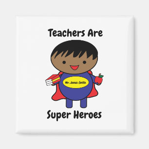 Teacher Male African American Hero Personalise Magnet