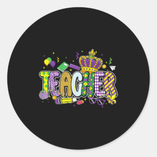 Teacher mardi gras carnival new orleans louisiana  classic round sticker