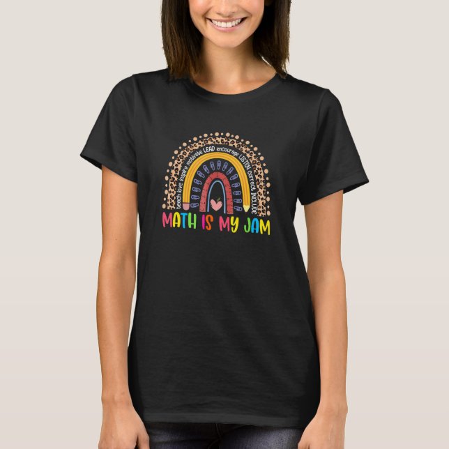 Teacher Math Is My Jam 100 Days Of School Rainbow  T-Shirt (Front)
