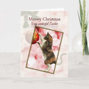 Teacher, Meowy Christmas Holiday Card