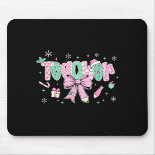 Teacher Merry Christmas Coquette Lace Bow Girl Wom Mouse Pad