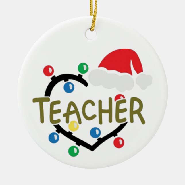 TEACHER/MERRY CHRISTMAS ON OTHER SIDE  CERAMIC ORNAMENT (Front)