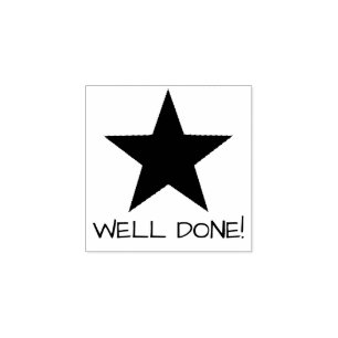 Teacher Message Well Done Star Personalise Rubber Stamp
