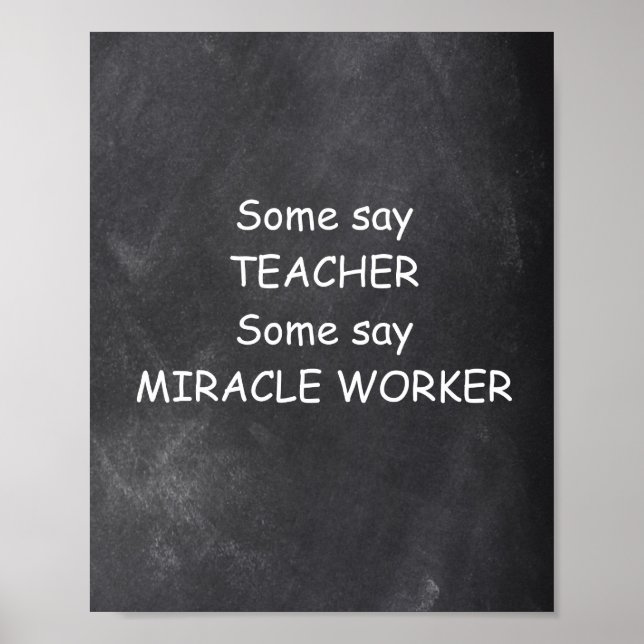 Teacher Miracle Worker Chalkboard Class Decoration (Front)