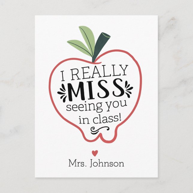 Teacher Miss Seeing You in Class Postcard (Front)