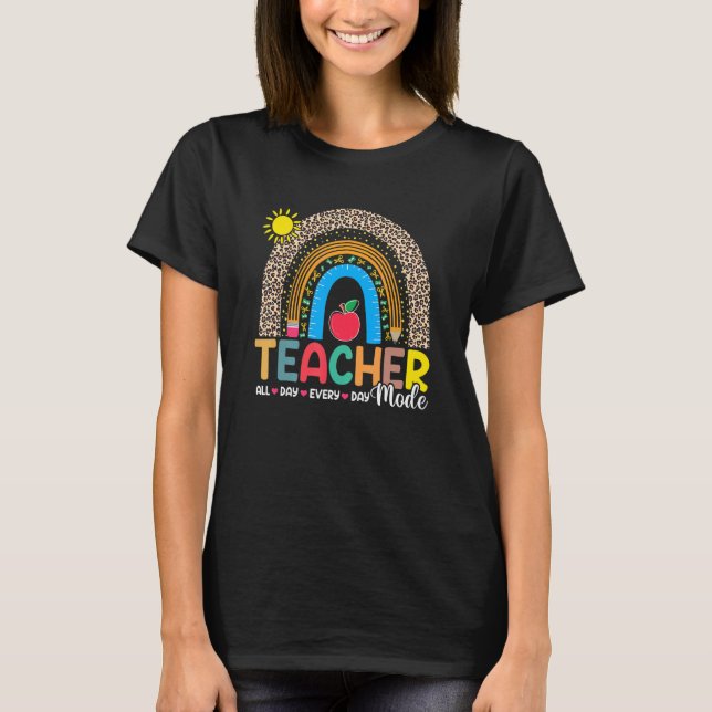 Teacher Mode All Day Every Day Teacher Fall Y'all  T-Shirt (Front)