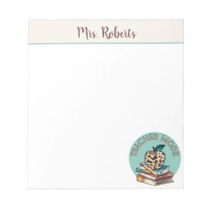Teacher Mode Apple Stacked Books Gift Personal Notepad