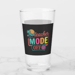 Teacher Mode Off Retro Tropical Palm Trees Summer Glass