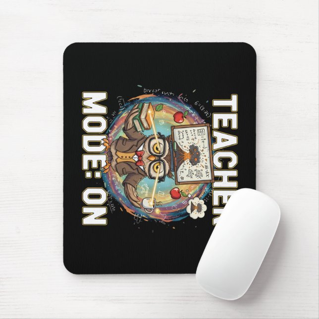 Teacher Mode: ON – Funny Owl Teacher Design Mouse Pad (With Mouse)