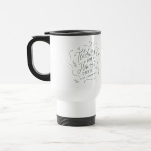 Teacher modern elegant script sage green keychain travel mug