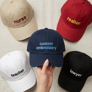 Teacher   Modern Script Nurse Lawyer Graduation Embroidered Hat