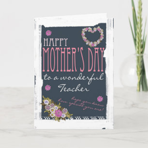 Teacher Mother's day card trendy and modern