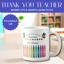 Teacher Mug- Crayons Hearts and Butterflies