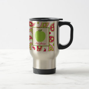 Teacher Mug Green Apple Pink & Green Paisley