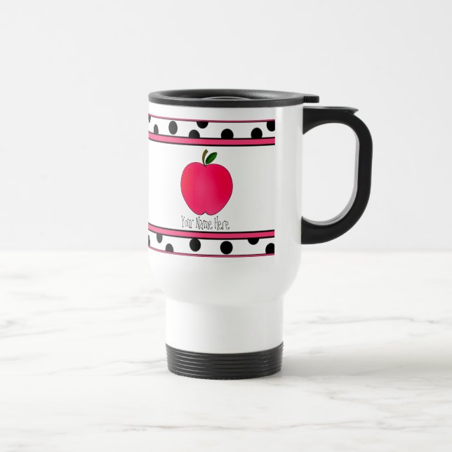 Teacher Mug - Polka Dot Apple Travel Mug (Right)