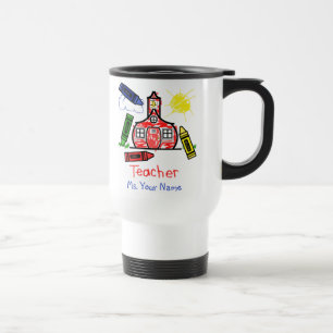 Teacher Mug - Schoolhouse and Crayons