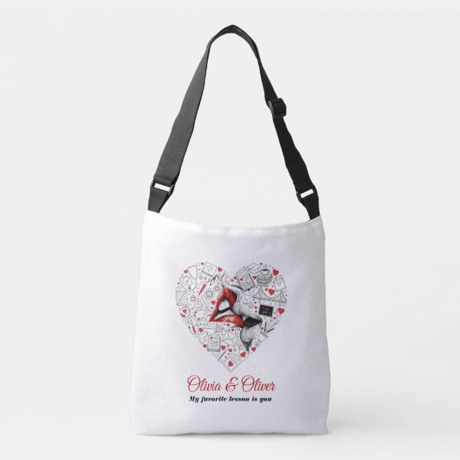 Teacher My Favorite Lesson Valentine Crossbody Bag (Front)