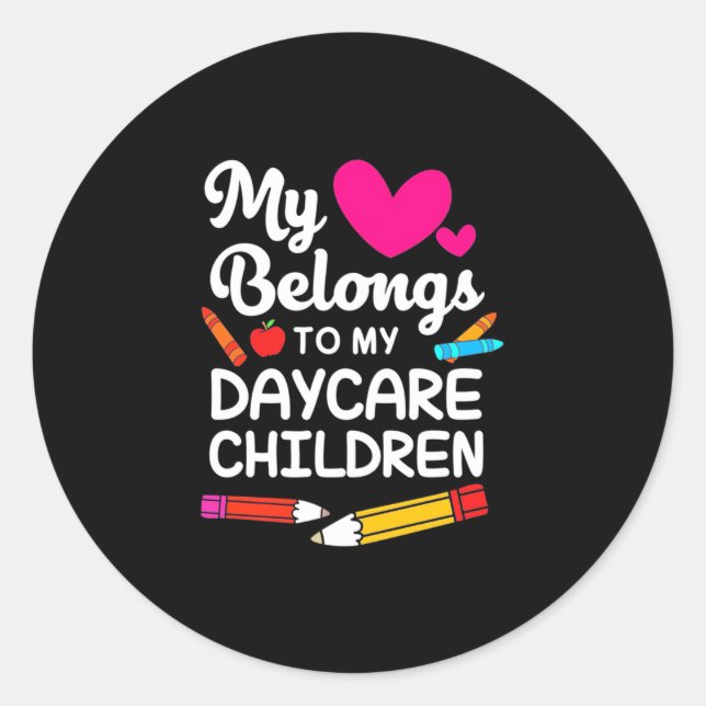 Teacher My Heart Belongs To Children Classic Round Sticker (Front)
