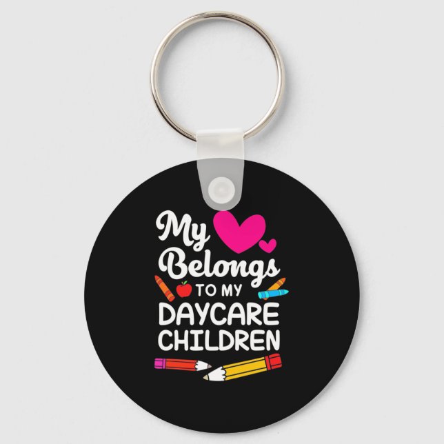 Teacher My Heart Belongs To Children Key Ring (Front)
