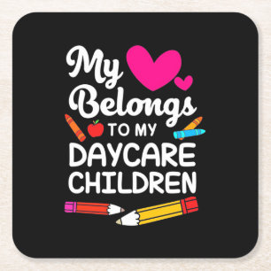 Teacher My Heart Belongs To Children Square Paper Coaster