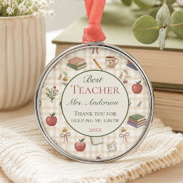 Teacher Name and Year Thank You Gift  Metal Ornament