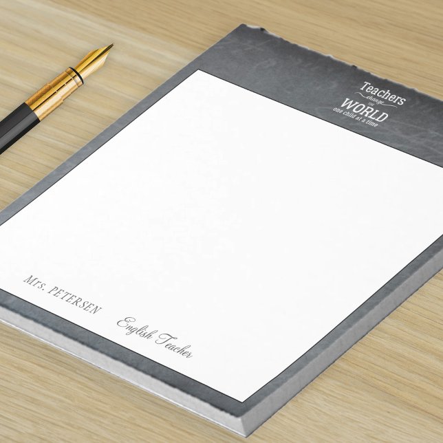 Teacher name appreciation quote chalkboard frame notepad (Creator Uploaded)