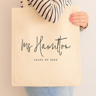 Teacher Name Class of Year Educator Appreciation Tote Bag