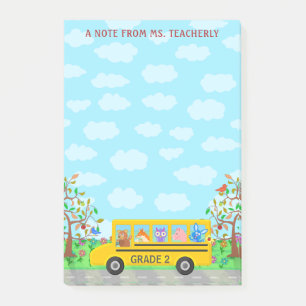 Teacher Name Classroom Notes Cute Animals on Bus