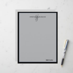 Teacher name elegant quote modern white frame custom letterhead