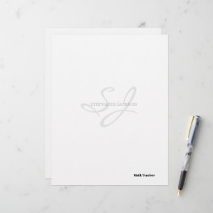 Teacher name elegant quote modern white frame custom letterhead