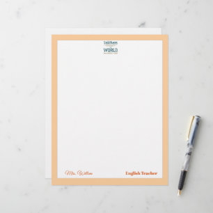 Teacher name elegant quote modern white frame custom letterhead