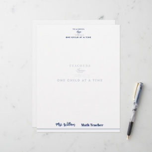 Teacher name elegant quote modern white frame custom letterhead