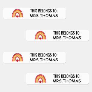 Teacher Name Labels – Personalised Rainbow Design