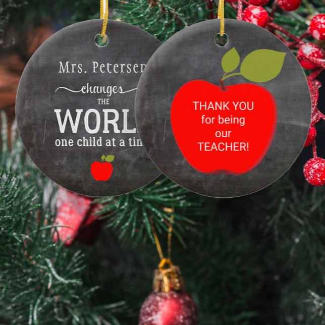 Teacher name personalised quote blackboard  ceramic ornament (Creator Uploaded)