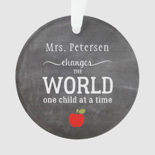 Teacher name personalised quote blackboard ornament