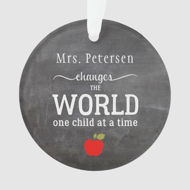 Teacher name personalised quote blackboard ornament (Front)