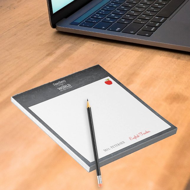 Teacher name quote red apple appreciation notepad (Creator Uploaded)
