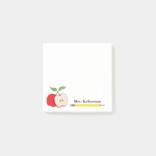 Teacher Name Red Apple Yellow Pencil School 3 x 3 Post-it Notes
