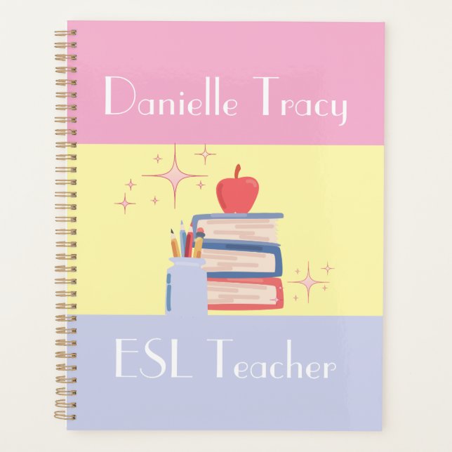 Teacher Name & Speciality/Grade Colourful Custom Planner (Front)