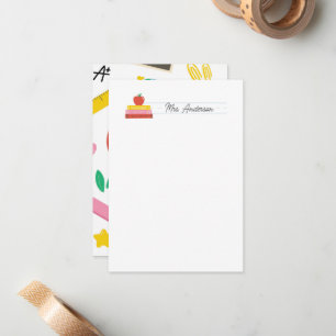 Teacher Note Cards Stationery Cute Apple and Books