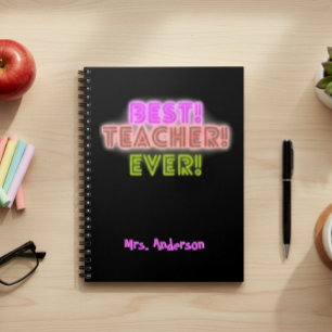 Teacher Notebook with Neon Writing / Neon Script