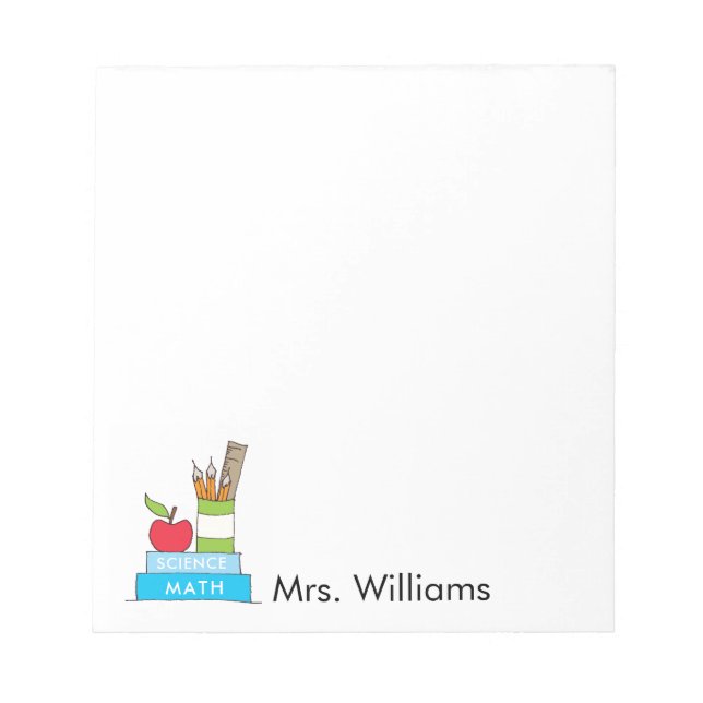 Teacher Notepad With Cute Books and Apple  (Front)