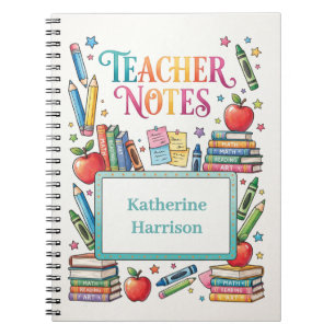 Teacher Notes Illustration with School Supplies Notebook