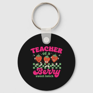 Teacher Of A Berry Sweet Tch Fun Strawberry Design Key Ring